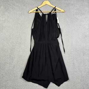 Anthropologie Dress Womens Size 6 Black Sheath Tulip Hem Summer Lightweight NWT